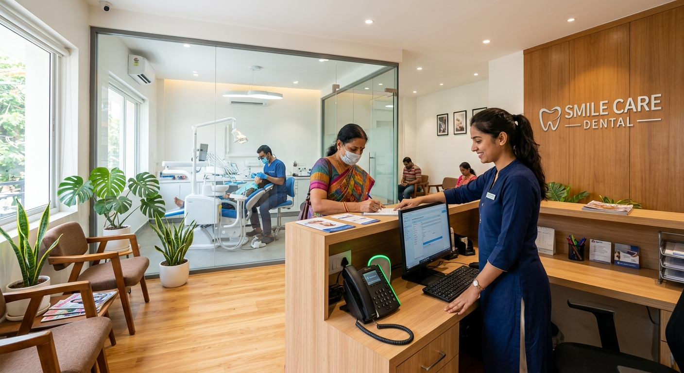 Diverse healthcare professionals in modern clinic